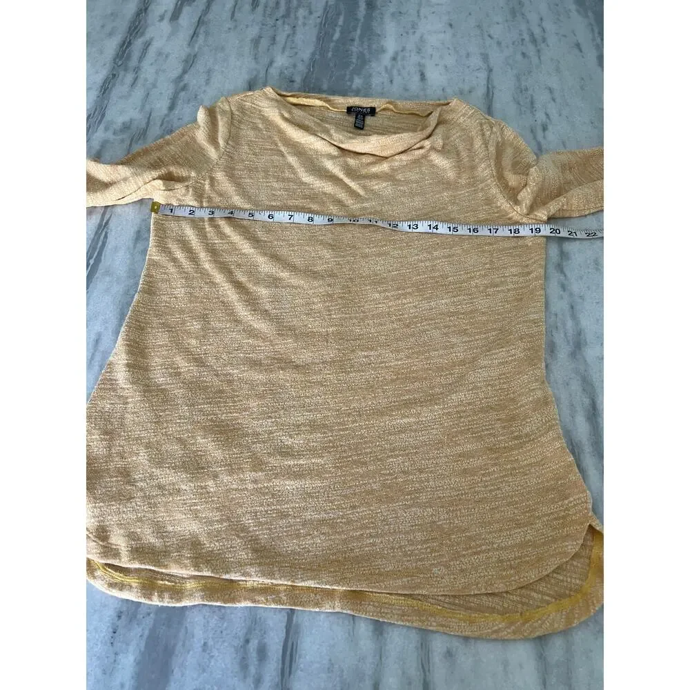 Jones New York Gold Marled Knit Top Draped Neck Size Medium